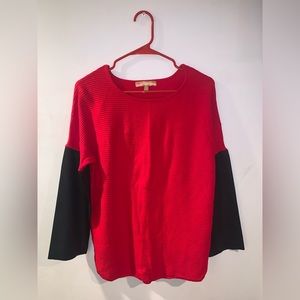 Ellen Tracy red and black long sleeve top
